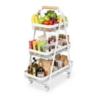 relaxdays Küchenwagen 84.5 x 57 x 31 cm Weiss - Tiefe: 31 cm - Breite: 57 cm - Höhe: 84.5 cm - Detailmaterial: Buche - Eisen - Grundmaterial: Holz - Metall