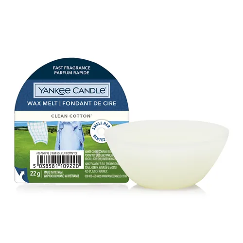 Yankee Candle Duftwachsplättchen Clean Cotton - Eigenschaften: Keine Eigenschaft - Höhe: 3 cm - Durchmesser: 7 cm - Typ: Duftwachsplättchen - Duft: Rose - Bergamotte - Blumig - Maiglöckchen - Frisch - Moschus - Verpackungseinheit: 1 Stück