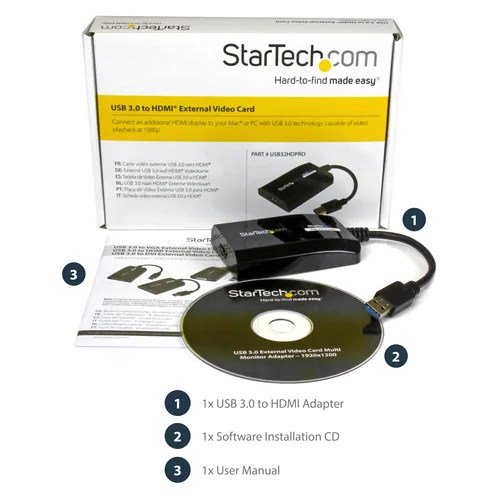 StarTech.com USB32HDPRO USB graphics adapter 1920 x 1200 Pixel Schwarz