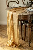 Partydeco Tischläufer Pailetten 30 x 500 cm, Gold, 1 Stück - Material: Polyester (PES) - Produktart: Tischläufer - Motiv: Party - Detailfarbe: Gold - Breite: 30 cm - Länge: 500 cm