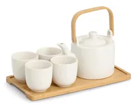 Zeller Present Tee-Set Bambus / Steingut, 6-teilig - Material: Holz - Steingut - Tassen Typ: Tee-Set - Ausstattung: Keine weitere Ausstattung - Detailfarbe: Beige - Braun - Volumen: 100 ml