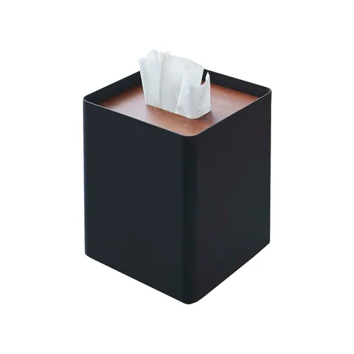 Yamazaki Kosmetiktuchbox Rin Schwarz - Befestigung: Keine - Detailfarbe: Schwarz - Wandmontage: Nein - Utensilienhalter Typ: Papiertuchspender - Detailmaterial: Metall - Sperrholz - Grundmaterial: Holz - Metall