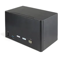 StarTech.com 2 Port Quad Monitor DisplayPort KVM Switch - 4K 60 Hz UHDR - DP 1.2 KVM Switch mit USB 3.0 Hub mit 2x USB 3.0(5 Gbit/s) und 4x USB 2.0 HID Anschlüssen, Audio - Hotkey - TAA (SV231QDPU34K)