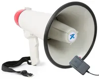 Vonyx Megaphon MEG040 - Nennleistung: 40 W - Prinzip: Aktiv - Einsatzgebiete: Schulen / Aulen - Sportstätte - Ausstattung: Volumenregler - Abnehmbares Mikrofon - Integrierter Sirenen-Sound - Aufnahme- und Wiedergabefunktion - Anwendungsbereich: Live / Büh