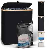 Hennez Wäschekorb  Adrian 140 l, Schwarz - Detailfarbe: Schwarz - Volumen: 140 l - Material: Holz