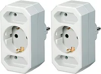 Brennenstuhl Steckdosen-Adapter 2x Euro + 1x Schutzkontakt, weiß