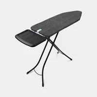 Brabantia Bügeltisch mit Dampfstationsablage Denim Black - Bügelbrettbezug: Baumwolle (CO) - Ausstattung: Dampfstationsablage - Ergonomisch - Kindersicherung - Transportverriegelung - Höhenverstellbar: Ja - Breite: 45 cm - Detailfarbe: Schwarz - Länge: 12