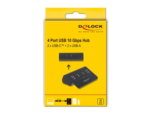 Delock USB 10 Gbps Hub mit 2 USB-C und 2 USB-A Ports