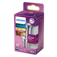 Philips Lampe LEDcla 60W E14 R50 WW D 36D Warmweiss (WW) - Energieeffizienzklasse EnEV 2020: F - Lampensockel: E14 - Farbtemperatur Kelvin: 2700 K - Gesamtleistung: 4.3 W - Dimmbar: dimmbar - Zusätzliche Ausstattung: EyeComfort