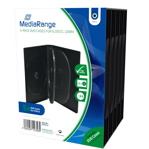 MediaRange Hülle DVD 6 Disc - Produkttyp: Ersatzhüllen - Medientyp: CD - DVD - Nutzinhalt Gesamt: 6 Stück - Ausstattung: Klarsichtfolie - Verpackungseinheit: 5 Stück