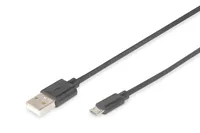 DIGITUS USB 2.0 Anschlusskabel Typ A -mikro B StSt 1.8m, sw