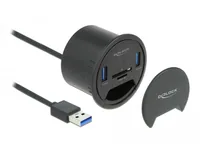 DELOCK 2 Port Tisch-Hub 2x SuperSpeed USB Typ-A und Card Reader fur SD und Micro