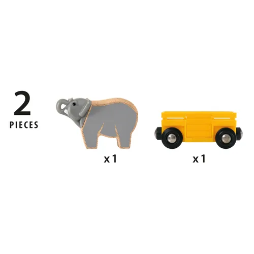 BRIO Eisenbahn Tierwaggon Elefant - Kategorie: Fahrzeuge & Anhänger - Eisenbahnwagen & Lokomotiven - Altersempfehlung ab: 3 Jahren - Material: Metall - Kunststoff - Holz - Eigenschaften: Keine Eigenschaft - Zertifikate: FSC