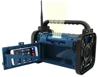 soundmaster Baustellenradio DAB85BL Blau - Widerstandsfähigkeit: Spritzwassergeschützt - Staubgeschützt - Radio Tuner: DAB+ - FM - Stromversorgung: Akkubetrieb - Netzbetrieb - Detailfarbe: Blau - Streaming Formate: Keine - Ausstattung: Display - Equalizer