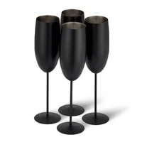 Oak & Steel Sektglas 285 ml, 2 Stück, Schwarz matt - Material: Edelstahl - Glas Typ: Sektglas - Höhe: 25 cm - Volumen: 285 ml - Detailfarbe: Schwarz matt