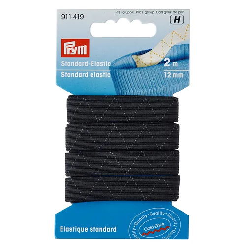 Prym Elastikband Standard 12 mm, Schwarz - Verpackungseinheit: 1 Stück - Detailfarbe: Schwarz - Produkttyp: Elastikband