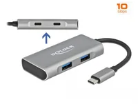 Delock USB 3.1 Hub - Stromversorgung: USB - Anzahl Ports: 4 - Detailfarbe: Grau - USB Standard: 3.1 Gen 2 (10 Gbps) - USB Anschluss 2 (Endgerät): USB A - USB C - USB Anschluss 1 (Quelle): USB C