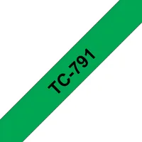 Brother TC-791 label-making tape Black on green
