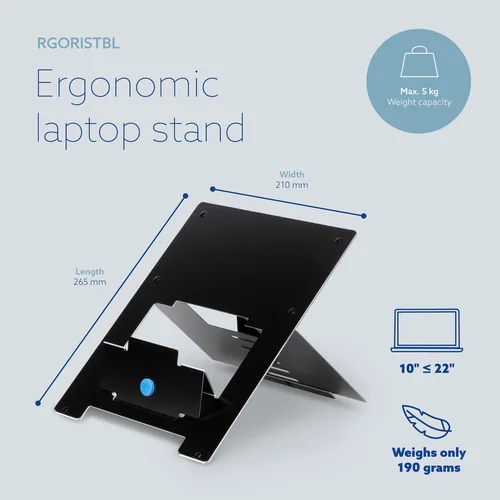 RISER FLEXIBLE LAPTOP STAND ADJUSTABLE BLACK
