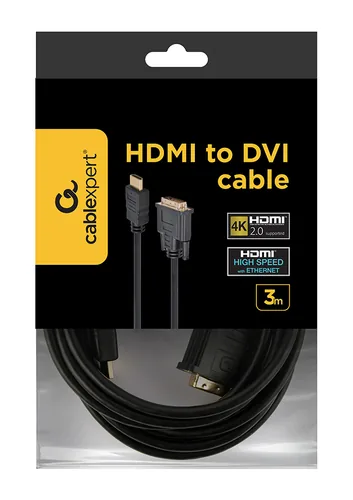 Gembird 3m, HDMI/DVI, M/M DVI-D Black