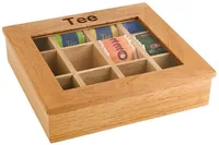 APS Teebox mit 12 Kammern Hellbraun - Detailfarbe: Hellbraun - Anzahl Fächer: 12 × - Teeform: Teebeutel - Material: Holz