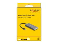 Delock USB-Hub 2 x USB Typ-A / 2 x USB Type-C 10 Gbps - Stromversorgung: USB-C - Anzahl Ports: 4 - Detailfarbe: Grau - USB Standard: 3.1 Gen 2 (10 Gbps) - USB Anschluss 2 (Endgerät): USB A - USB C - USB Anschluss 1 (Quelle): USB C