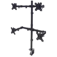 Manhattan Quad Desk Mount for TV & Monitors, For screens 10" to 27", Stand or Clamp Assembly, VESA compatibility: 75x75 and 100x100mm - check the dimensions of the four mounting holes on back of screen to ensure it fits, Max 8kg (each), Black, Bracket