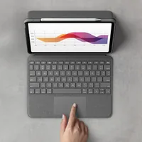 Logitech Folio Touch - Tastatur und Foliohülle - mit Trackpad - hinterleuchtet - Apple Smart connector - QWERTZ - Deutsch - Oxford Gray - für Apple 10.9-inch iPad Air (4. Generation, 5. Generation)