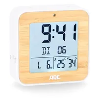 ADE Funkwecker Weiss/Nature - Funktionen: Snooze-Funktion - Schlummertaste - Ausstattung: Zeit - Innentemperatur - Displaytyp: Digital - Detailfarbe: Nature - Weiss - Funksignal: Ja - Betriebsart: Batteriebetrieb
