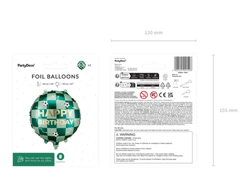 Partydeco Folienballon Happy Birthday, Grün, 35 x 35 cm, 1 Stück - Packungsgrösse: 1 Stück - Grösse: 35 cm - Produkttyp: Folienballon - Motiv: Geburtstag - Detailfarbe: Mehrfarbig - Material: Polyethylen (PE)