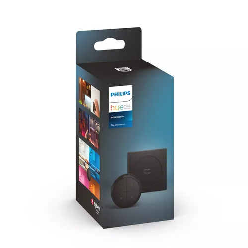 Philips Hue Zubehör Tap Dial Schalter, Schwarz, EU - Detailfarbe: Schwarz - Systemkompatibilität: Hue Bridge erforderlich - Protokoll: ZigBee - Produkttyp: Fernbedienung und Wandtaster - Systemkommunikation: Wireless - System-Kompatibilität: Philips Hue