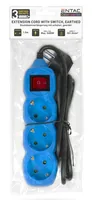 Entac Steckdosenleiste 3fach 1,5m Schalter blau