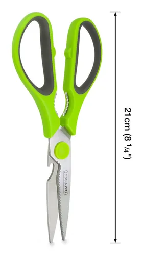 Rapesco Mehrzweck Küchenschere 21 cm, Edelstahl, Universal - Bedienungsseite: Universal - Klingenmaterial: Edelstahl - Detailfarbe: Grün - Länge: 21 cm - Anwender: Erwachsene