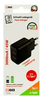 2GO Ladegerät 45W 2-Port 2x USB-C schwarz