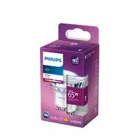 Philips Lampe LEDcla 65W GU10 WH 36D ND SRT4 Warmweiss (WW) - Energieeffizienzklasse EnEV 2020: G - Lampensockel: GU10 - Farbtemperatur Kelvin: 3000 K - Gesamtleistung: 4.7 W - Dimmbar: nicht dimmbar - Zusätzliche Ausstattung: EyeComfort