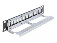 Delock 10 Keystone Patchpanel 12 Port mit Entlastungsschiene 1 HE schwarz