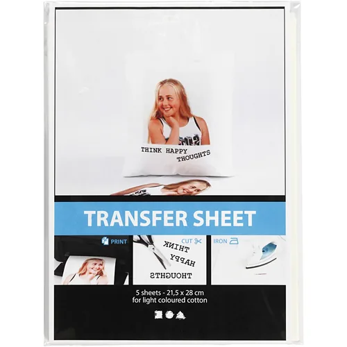 Creativ Company Aufbügelfolie 21.5 x 28 cm bedruckbar - Geeignet für Drucker: Inkjet - Detailfarbe: Weiss - Aussenanwendung: Nein - Selbstklebend: Nein - Folien Effekt: Keine - Format: A4