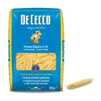 De Cecco Teigwaren Penne rigate Nr. 41 3 kg - Produkttyp: Penne & Röhren - Nährwertangabe pro: 100 g - Energiegehalt (in kj): 1490 KJ - Energiegehalt (in kcal): 351 Kcal - Fett: 1.5 g - Gesättigte Fettsäuren: 0.3 g