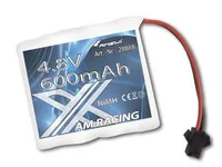 Amewi RC-Akku NiMH 600 mAh 4.8 V - Akkutyp: Nickel-Metallhydrid (NiMH) - Spannung: 4.8 V - Anwendungsbereich: Fahrzeuge - Akkukapazität: 600 mAh - Breite: 56 mm - Balancer-Anschluss: Keiner