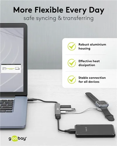 Slim 4-Port USB-Hub, USB-A auf USB-C/USB-A, USB 3.2 Gen 1