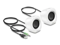 Delock PC-Lautsprecher Mini Stereo 3.5 mm Klinke, USB-Strom Weiss - Audiokanäle: 2.0 - Detailfarbe: Weiss - Schnittstellen: 3.5 mm Klinke - USB Typ A - Ausstattung: Lautstärkeregler