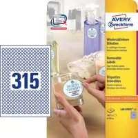 Avery Zweckform Runde Etiketten L6019REV Ø 10 mm - Klebehaftung: Ablösbar - Drucker Kompatibilität: Inkjet - Laser - Anzahl Blatt: 25 × - Papierformat: A4 - Anzahl Etiketten: 7875 - Etikettengrösse: 10 mm