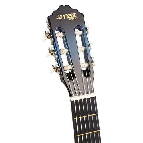 MAX Konzertgitarre SoloArt Set Blau - Griffbrett: Ahorn - Decke: Linde - Decke massiv: Nein - Gitarrengrösse: 4/4 - Mensur: 65 cm - Ausführung: Rechtshänder