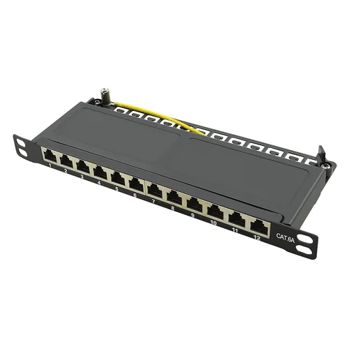 Logilink 10"" Cat.6A Patchpanel, 12-Port, schwarz, 0,5 HE