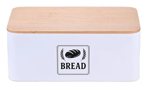 relaxdays Brotkasten Retro Weiss - Material: Eisen - Holz - Detailfarbe: Hellbraun - Weiss - Inkl. Schneidebrett: Nein