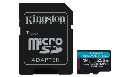 KINGSTON 256GB microSDXC Canvas Go Plus Gen4 200MB/s A2 U3 V30 Card + Adapter