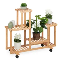relaxdays Pflanzenständer mit 6 Ablagen 79 cm, Nature - Detailfarbe: Nature - Detailmaterial: Bambus - Grundmaterial: Bambus