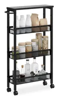 relaxdays Nischenwagen 77 x 13 x 45.5 cm Schwarz - Tiefe: 45.5 cm - Breite: 13 cm - Höhe: 77 cm - Detailmaterial: Eisen - Kunststoff - Mitteldichte Holzfaserplatte (MDF) - Grundmaterial: Holz - Kunststoff - Metall