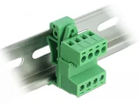 Delock 4 Pin, 5.08 mm Rastermass gewinkelt - Detailfarbe: Grün - Montage: DIN-Rail