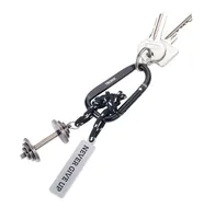 TROIKA NEVER GIVE UP Key ring Black, Silver